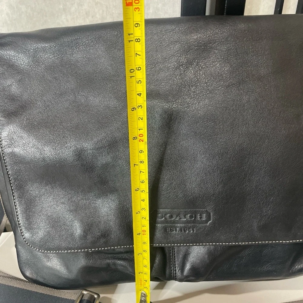 COACH Heritage Web Black Leather Messenger Bag #F70556
